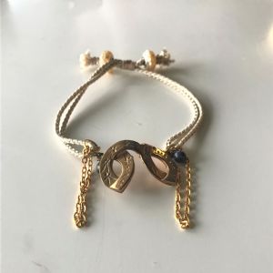 Venedikli Bileklik (Bronz, saten halat ip, altın kaplama, doğal lapis, sedefli toplar)